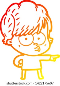 warm gradient line drawing of a cartoon woman