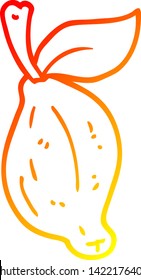 desenho em linha de gradiente quente de uma fruta de limão de desenho animado