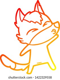 warm gradient line drawing of a cartoon wolf pouting