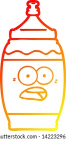 warm gradient line drawing of a cartoon sports drink