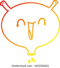 dibujo de línea de gradiente cálido de una caricatura de la vejiga de risa