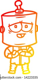 warm gradient line drawing of a cartoon robot