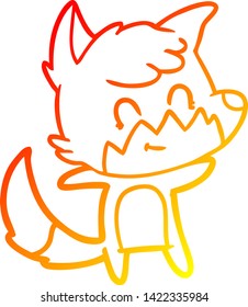 warm gradient line drawing of a cartoon friendly fox