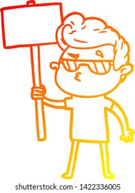 warme Farbverlauf-Linie Zeichnung eines Cartoon-CococockTypen