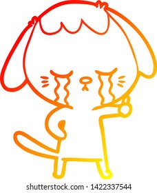 dibujo de línea de degradado cálido de un perro de dibujos animados