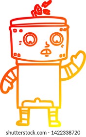 warm gradient line drawing of a cartoon robot