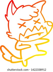 warm gradient line drawing of a cartoon dead fox