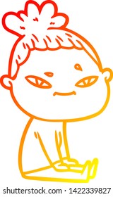 warm gradient line drawing of a cartoon woman