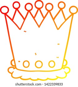 dibujo de línea de degradado cálido de una corona de dibujos animados