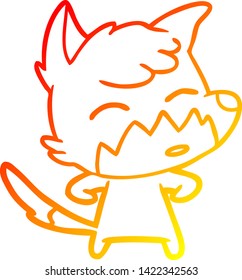 warm gradient line drawing of a cartoon fox