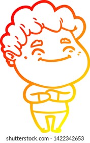 dibujo de línea de gradiente cálido de un hombre amigo de la caricatura