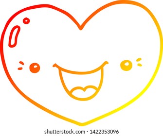 dibujo de línea de degradado cálido de una caricatura de amor cardíaco