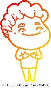 warm gradient line drawing of a cartoon friendly man