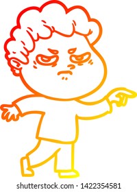 dibujo de línea de gradiente cálido de un hombre enojado