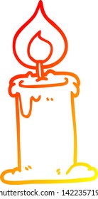 dibujo de línea de gradiente cálido de una vela de dibujos animados