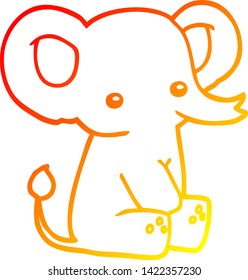 dibujo de línea de degradado cálido de un elefante de dibujos animados