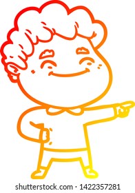warm gradient line drawing of a cartoon friendly man