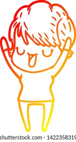 warm gradient line drawing of a cartoon woman talking