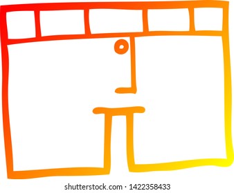 warm gradient line drawing of a cartoon underwear