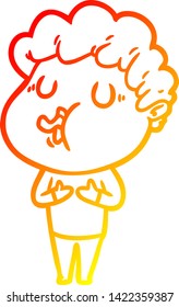 warm gradient line drawing of a cartoon man singing