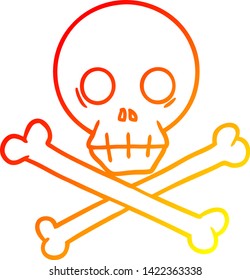 warm gradient line drawing of a cartoon skull and crossbones