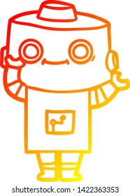 warm gradient line drawing of a cartoon robot