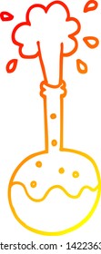 warm gradient line drawing of a cartoon boiling science beaker