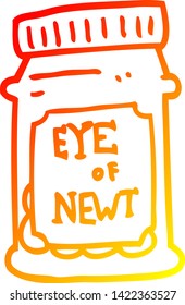 warm gradient line drawing of a cartoon eye of newt bottle