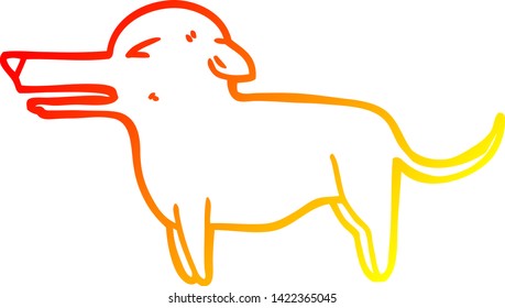 warm gradient line drawing of a cartoon dog