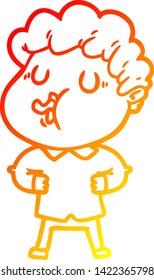 warm gradient line drawing of a cartoon man singing