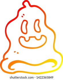 dibujo de línea de degradado cálido de un fantasma espeluznante de dibujos animados