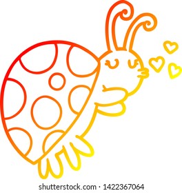 warm gradient line drawing of a cartoon ladybug