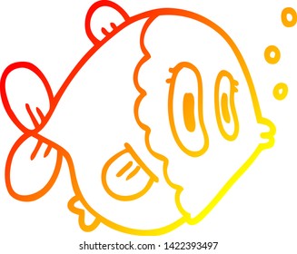 warm gradient line drawing of a cartoon fish