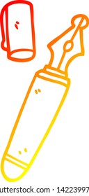 warm gradient line drawing of a cartoon fountain pen