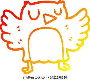 warm gradient line drawing of a cartoon owl
