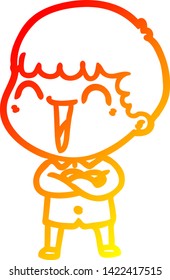 warm gradient line drawing of a cartoon happy man