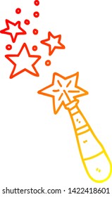 warm gradient line drawing of a cartoon magic wand