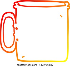 warm gradient line drawing of a cartoon camping cup of coffee