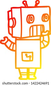 warm gradient line drawing of a cartoon robot
