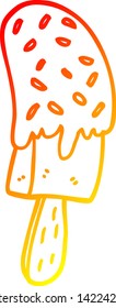 warm gradient line drawing of a cartoon ice cream lolly
