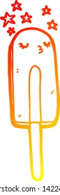 desenho de linha gradiente quente de um desenho de desenho animado gelado