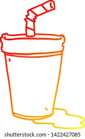 dibujo de línea de gradiente cálido de una taza de soda de dibujos animados