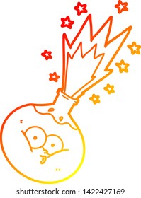 dibujo de línea de degradado cálido de una posición de dibujos animados que explota