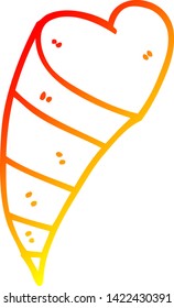 warm gradient line drawing of a cartoon shooting heart decorative element
