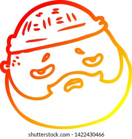 warm gradient line drawing of a cartoon male face with beard