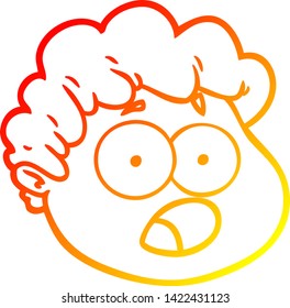 warm gradient line drawing of a cartoon male face