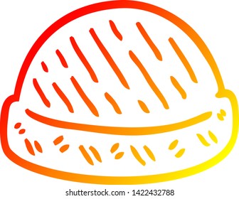 warm gradient line drawing of a cartoon winter hats