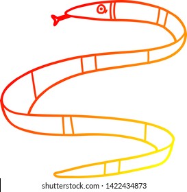 warm gradient line drawing of a cartoon sea snake