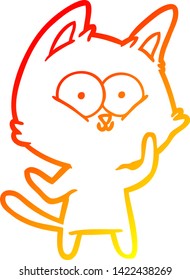 warm gradient line drawing of a cartoon cat