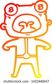 desenho de linha gradiente quente de um desenho de desenho estranho alienígena gritando